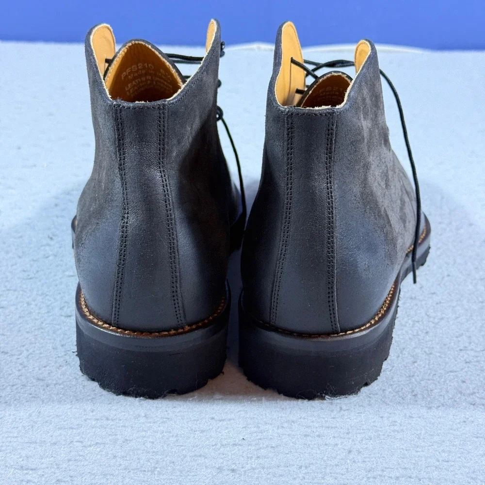 Paul Fredrick Men Grey Leather Chukka Boots Vibram Sole Made in Italy PFS210 8.5